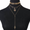 Necklaces Pendants for Women Gold Long Necklace Multilayer Exaggerated Hearts Cross Sequent Multielement Choker Necklace