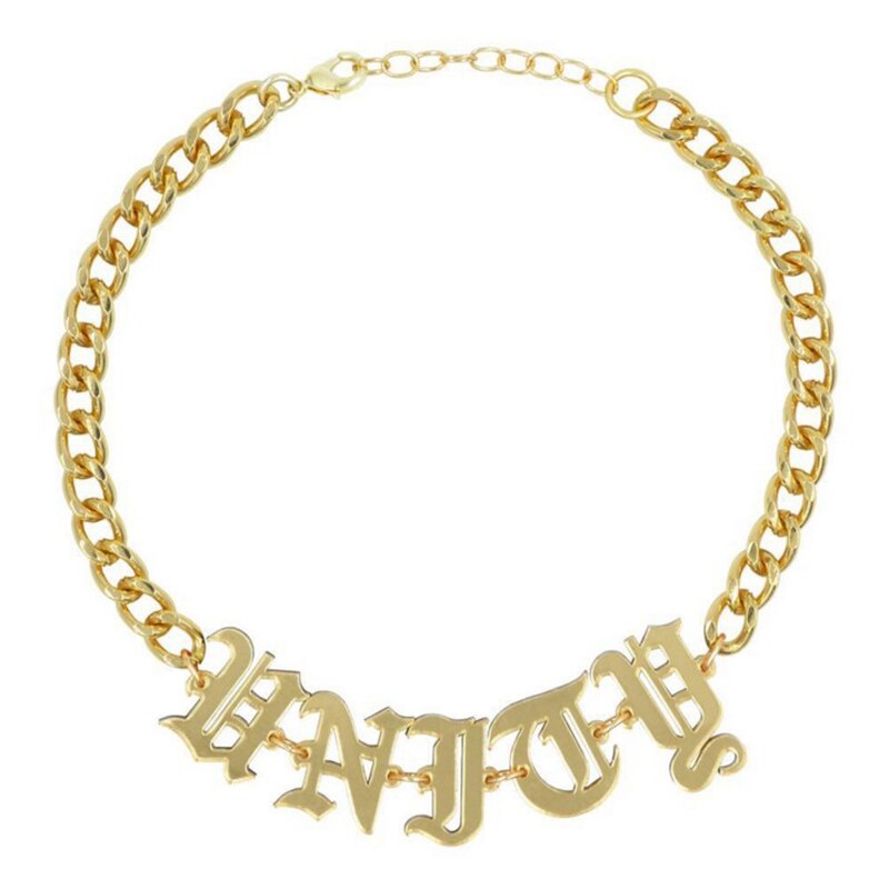 Neo-Gothic Gold Color Letter Necklace For Women Collar Collier Femme Choker Necklace Acrylic Hip hop Jewelry N18014