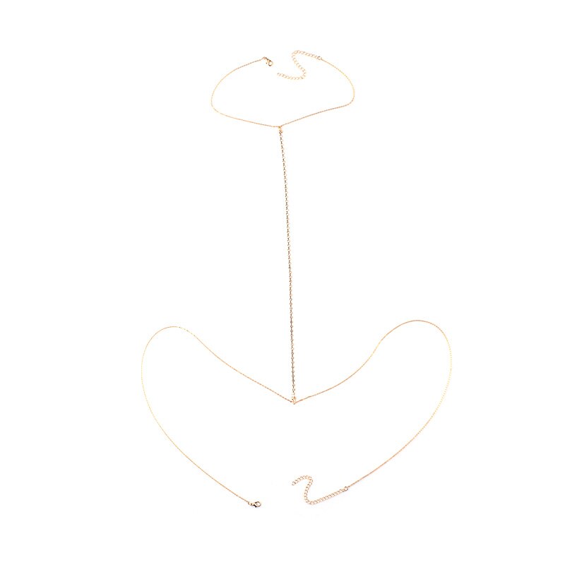 Net Harness Rhinestone Chain Necklace Gold Color Waist Chain Women Jewelry Sexy Bikini Metal Body Chain