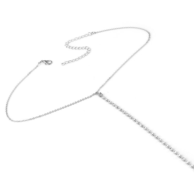 Net Harness Rhinestone Chain Necklace Gold Color Waist Chain Women Jewelry Sexy Bikini Metal Body Chain