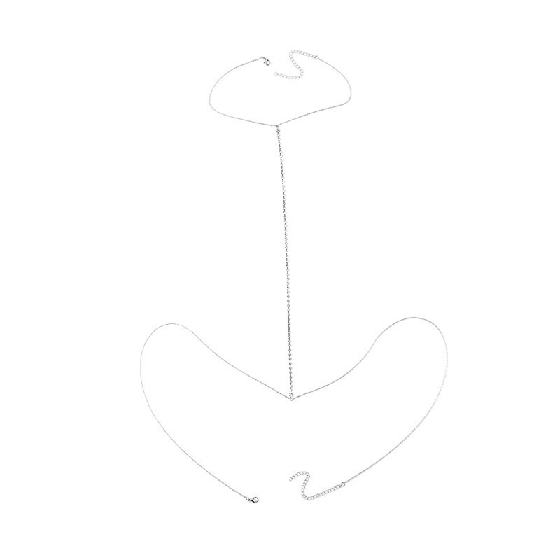 Net Harness Rhinestone Chain Necklace Gold Color Waist Chain Women Jewelry Sexy Bikini Metal Body Chain