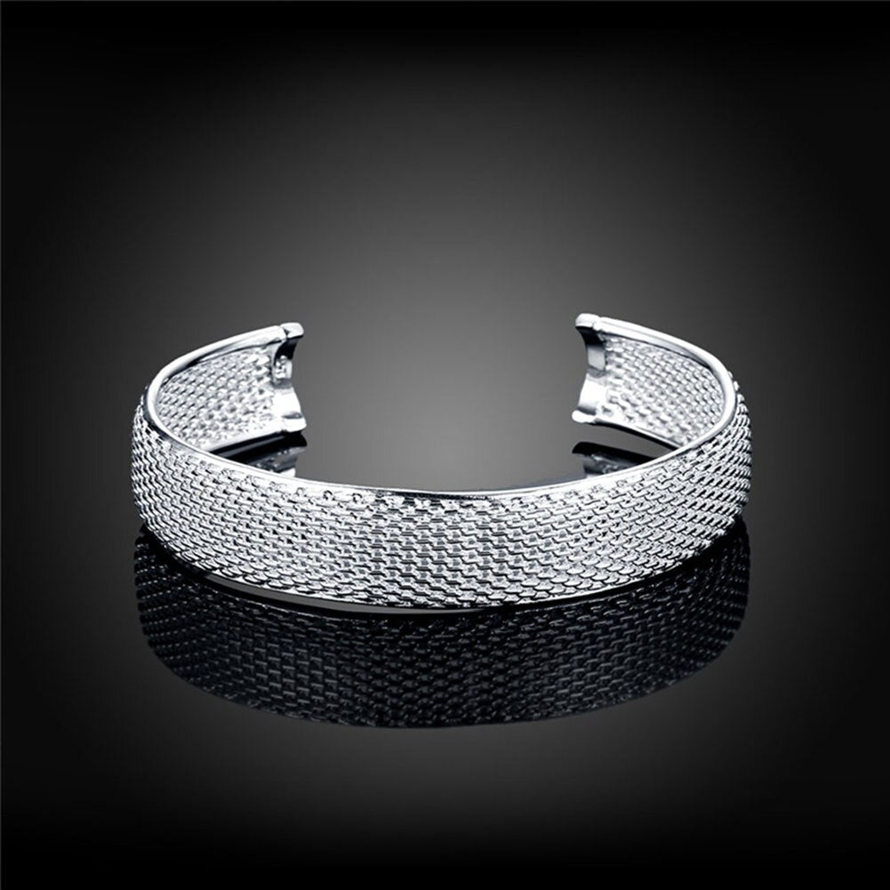 Network Cuff Bangles For Women Aesthetic Bracelets Silver Plated Ladies Trendy Woman Jewelry 2022 Accessories Christmas