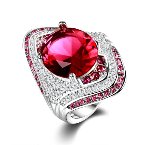 Fashion New 925 Sterling Silver Ring With Ruby Stones For Women Vintage Crystal Zircon Fashion Luxury Party Engagement Jewelry