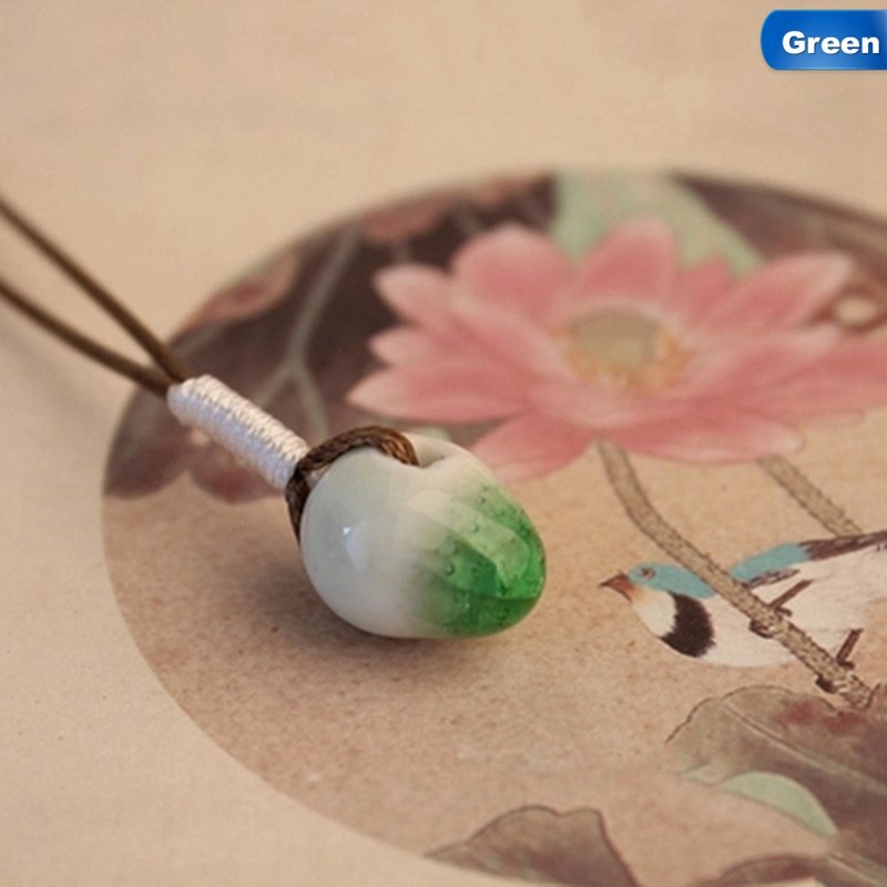 Fashion New Arrival 1Pc Crackle Glaze Ceramic Mermaid Tears Water Drop Shape Rope Chain Pendant Necklace Fine Jewelry