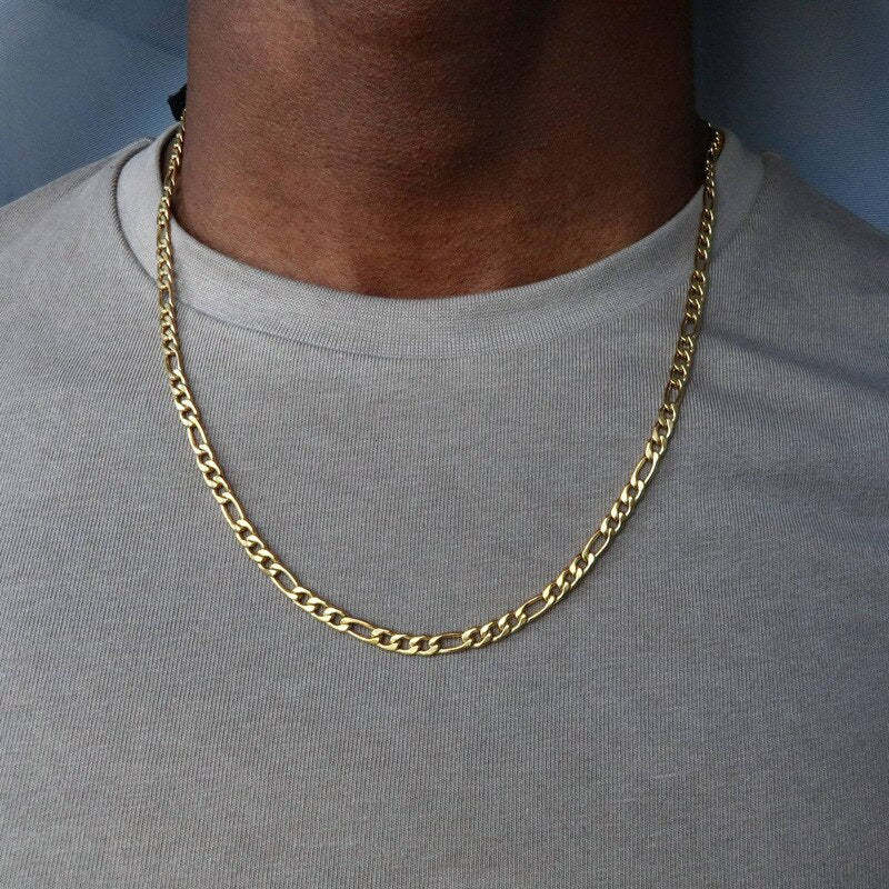 Figaro Chain Necklace Men Stainless Steel Gold Color Long Necklace For Men Jewelry Gift Collar Hombres