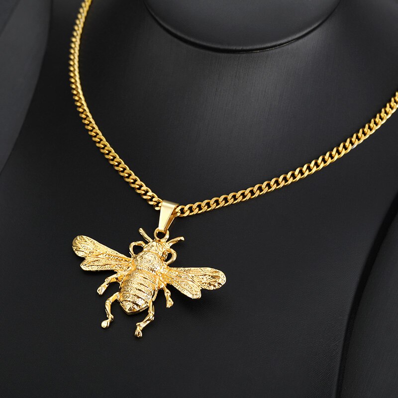 Cute Bee Necklace Men Gold Color Neck Chains HoneyBee Pendant Necklaces For Women Valentine's Day Gifts