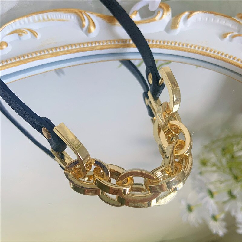 Leather Letter DD Pendant Necklace for Women Girl Aesthetic  Stainless Steel Chain Punk Streetstyle Necklace Jewelry