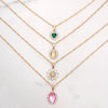 Pink Crystal Heart Cross Pendant Necklaces For Women Maria Portrait Flower Multilayer Clavicle Chain Wedding Jewelry