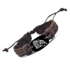 Product Retro  Braided Braided Rope Leather Unisex Wolf Logo  Bracelet