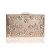 Women Evening Clutch Bags PU Chain Shoulder Handbags Leaf Metal Beaded Evening Purse Messenger Bags