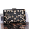 Women Evening Clutch Bags PU Chain Shoulder Handbags Leaf Metal Beaded Evening Purse Messenger Bags