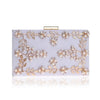 Women Evening Clutch Bags PU Chain Shoulder Handbags Leaf Metal Beaded Evening Purse Messenger Bags