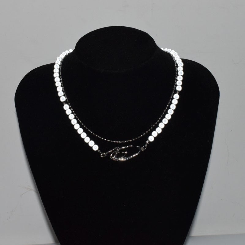 Night Reflect Necklaces Women Gothic Irregular Vintage Pearl Clavicle Chain Hip-Hop Personality Jewelry Prom Accessories