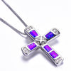 Opals Cross Pendant Necklaces For Women Chain Necklaces Female Ladies Silvery Jewelry Necklace Femme Choker Necklace New