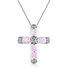 Opals Cross Pendant Necklaces For Women Chain Necklaces Female Ladies Silvery Jewelry Necklace Femme Choker Necklace New