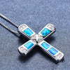Opals Cross Pendant Necklaces For Women Chain Necklaces Female Ladies Silvery Jewelry Necklace Femme Choker Necklace New