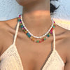 Oval Pearl Colorful Beads 2pcs Necklace Set For Women Double Layers Statement Choker Collares Jewelry