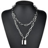 Padlock Key Cross Double layer Lock Chain necklace on neck Punk Link Chain Pendant Necklace Women Gothic Jewelry
