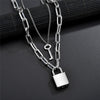 Padlock Key Cross Double layer Lock Chain necklace on neck Punk Link Chain Pendant Necklace Women Gothic Jewelry