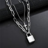 Padlock Key Cross Double layer Lock Chain necklace on neck Punk Link Chain Pendant Necklace Women Gothic Jewelry