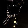 Pearl Bowknot Tassel Necklace French Romantic Style Jewelry Trendy Bohemian Clavicle Chain Dainty Commemorative Gift