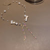 Pearl Bowknot Tassel Necklace French Romantic Style Jewelry Trendy Bohemian Clavicle Chain Dainty Commemorative Gift