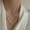 Pearl Choker Women Double Layer Chain Pendant Necklace Jewelry Girl Gifts 2021