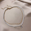 Pearl Choker Women Double Layer Chain Pendant Necklace Jewelry Girl Gifts 2021
