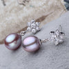 Fashion Pearl Earrings Pearl For Women Snowflake Water stud Earrings Pearl 925 Sterling Silver Jewelry