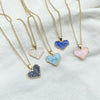 Pendant Necklace Red White Blue Hollow Love Heart Women Necklace Golden Color Link Chain Neck Jewelry