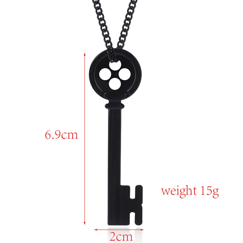Personality Halloween  Metal Coraline Key Skeleton Props Neil Gaiman Retro Black Treasure Chest Key Necklace