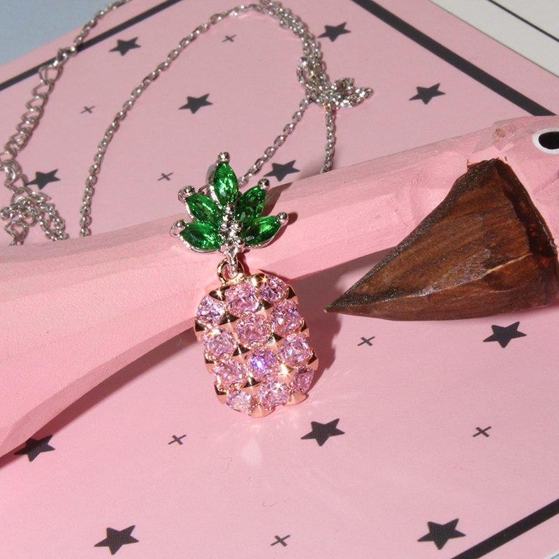 Fashion Pineapple 925 Silver Pendant Necklace Female Europe Simple Tropical Fruit Women Charm Clavicle Necklace Fine Jewelry