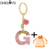 Pink Resin English Alphabet Charms Keychains For Women Bag Pendant Jewelry Trinket Men's Car Key Ring Key Chain Gift