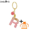 Pink Resin English Alphabet Charms Keychains For Women Bag Pendant Jewelry Trinket Men's Car Key Ring Key Chain Gift