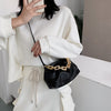 Pleated Crossbody Bags For Women Stone Pattern Retro PU Leather Shoulder Messenger Bag Solid Color Female Chain Handbags