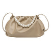 Pleated Crossbody Bags For Women Stone Pattern Retro PU Leather Shoulder Messenger Bag Solid Color Female Chain Handbags