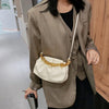 Pleated Crossbody Bags For Women Stone Pattern Retro PU Leather Shoulder Messenger Bag Solid Color Female Chain Handbags