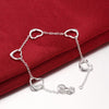 Pretty romantic heart chain 925 sterling silver Bracelet for woman  brands jewelry wedding accessories party gifts