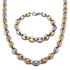 Punk Brand Genderless Multicolor Trend Stainless Steel Coffee Bean Chain Necklace Necklace Bracelet Set
