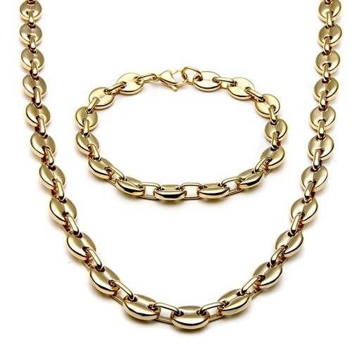 Punk Brand Genderless Multicolor Trend Stainless Steel Coffee Bean Chain Necklace Necklace Bracelet Set