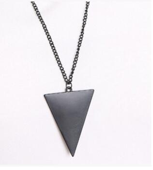 Fashion Punk Gold Silver Black Plated Triangle Long Necklaces Pendants Chain For Women Female Geometric collier Sweater Jewelry