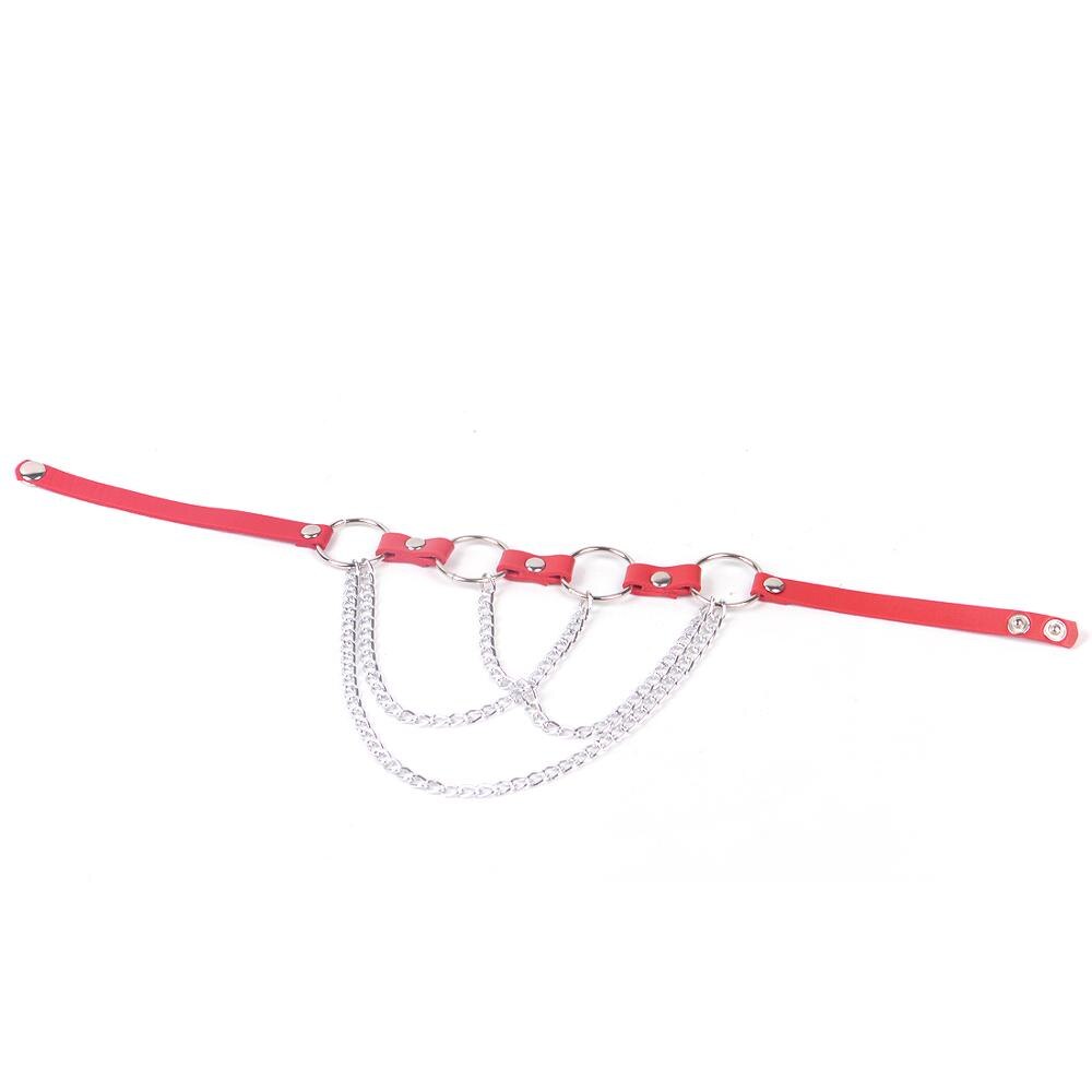 Punk Gothic Hip Hop Dancer Leather Choker Necklace Collar Circles Tassels Adjustable 3colors