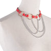 Punk Gothic Hip Hop Dancer Leather Choker Necklace Collar Circles Tassels Adjustable 3colors