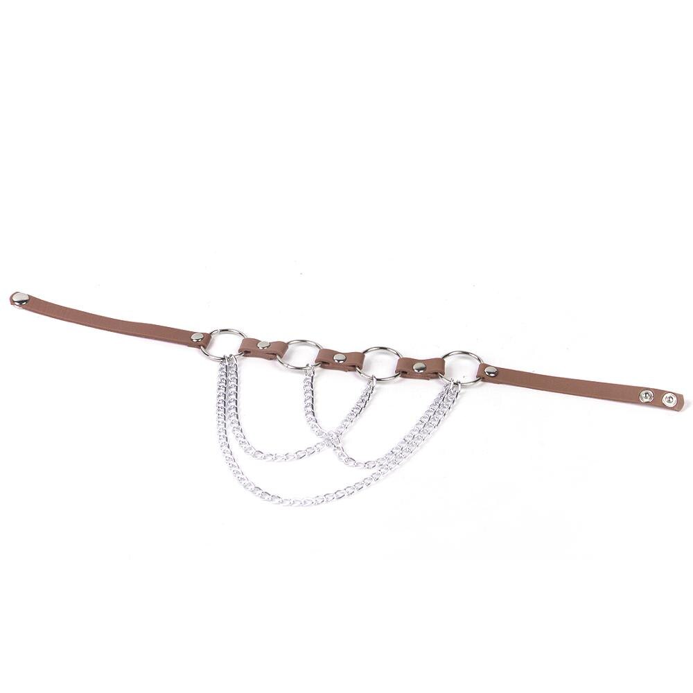 Punk Gothic Hip Hop Dancer Leather Choker Necklace Collar Circles Tassels Adjustable 3colors