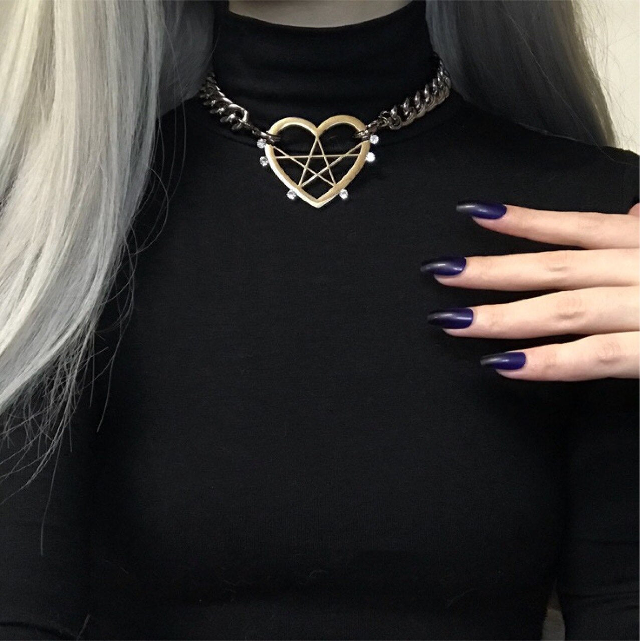 Punk Heart Necklace Charms Retro Hip Hop Jewelry For Women Harajuku Gothic Choker Chains Accessories