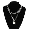 Punk Link Chain Gold and Silver color Padlock Pendant Necklace Women Trendy Punk Jewelry
