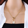 Punk Link Chain Gold and Silver color Padlock Pendant Necklace Women Trendy Punk Jewelry