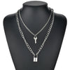 Punk Multilayer Lock Chain Necklace Padlock Key Necklace Pendant Women Gothic Party Jewelry Gift