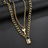 Punk Multilayer Lock Chain Necklace Padlock Key Necklace Pendant Women Gothic Party Jewelry Gift