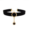 Punk Wide Black Choker For Women Round Small Pendant Clavicle Chain Hip-Hop Simple Design Necklace Gothic Jewelry Gifts